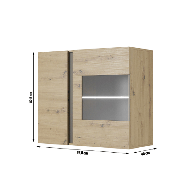 Vitrína na zeď Cethos Typ 96 (dub artisan + grafit)