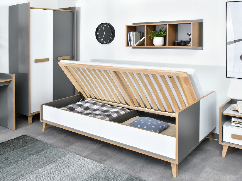 Jednolůžková postel Sobrepuso S10 (bílá) (s úložným prostorem)