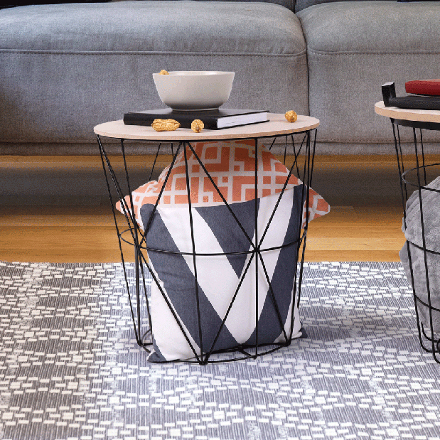 Příruční stolek Nanko typ 3 (přírodní + černá) *výprodej