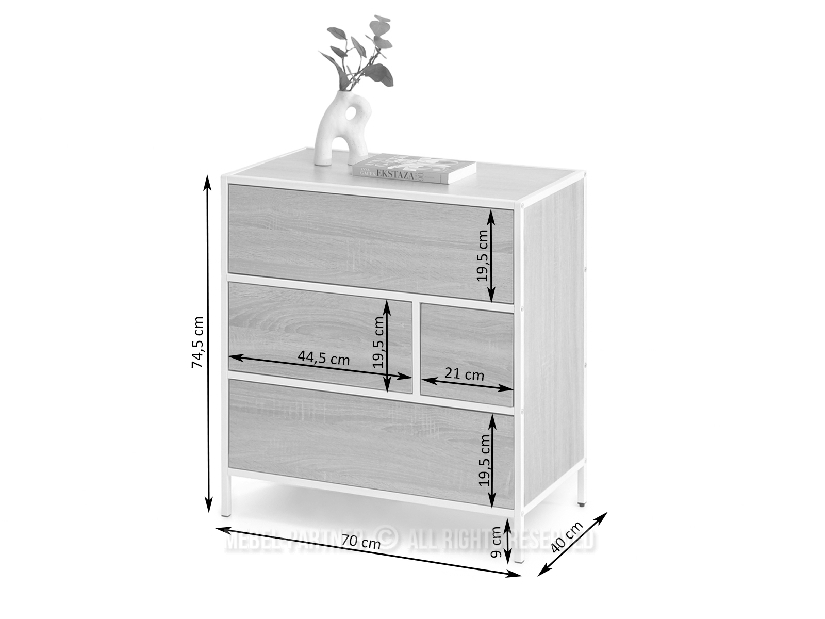 Komoda Soren Kom (sonoma + bílá)