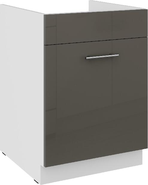 Dolní kuchyňská skříňka Lavera 60 ZL 1S BB (korpus: bílá + fronta: lesk šedý)
