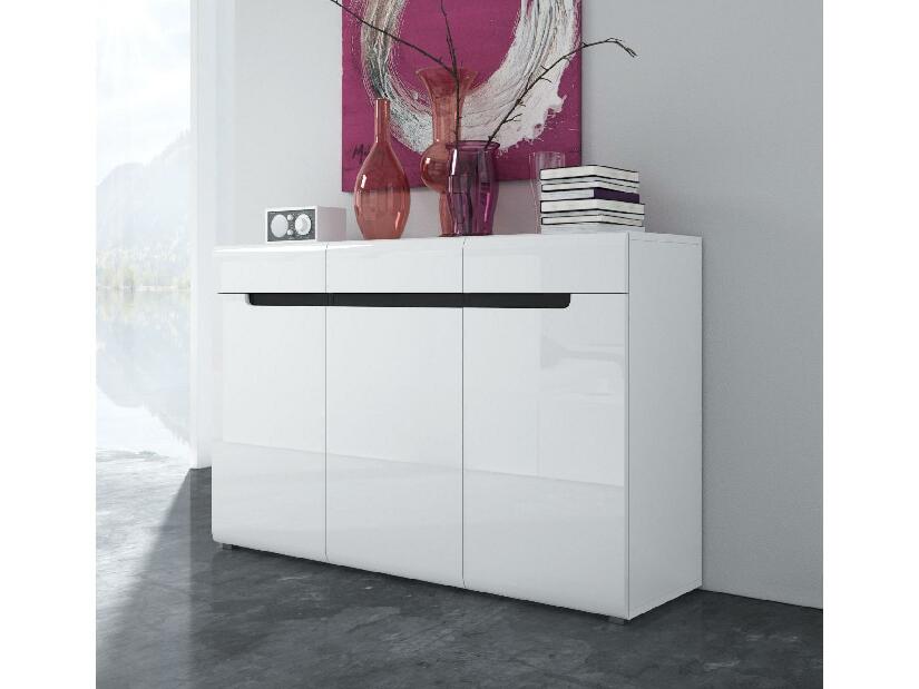 Komoda Hayle Typ 45 (bílá + bílý vysoký lesk)