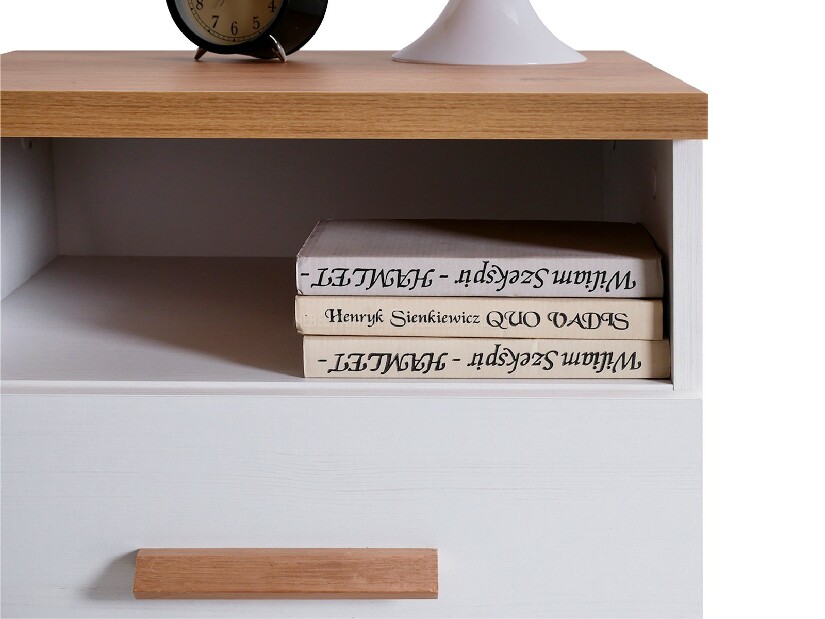 Noční stolek Balones BG15 (bílá + dub)