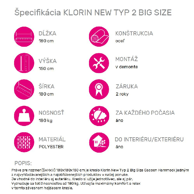 Závěsné houpací křeslo Kogun *výprodej