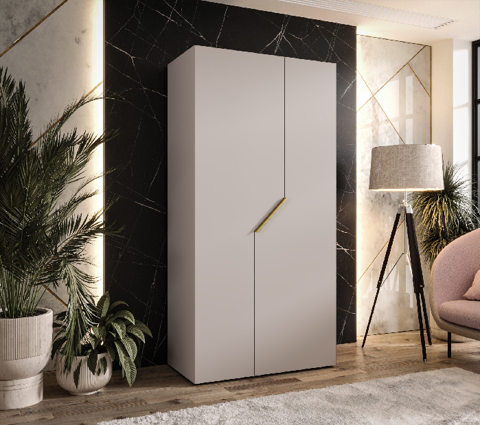 Šatní skříň Alaris 1 100 (kašmír + zlatá)