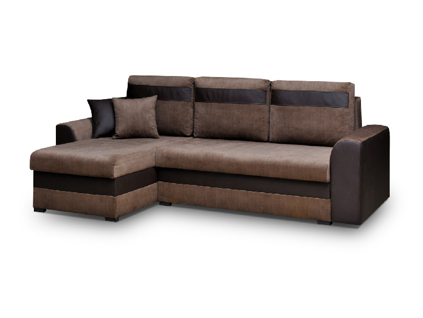 Rohová sedačka Madlyn (hnědá + tmavě hnědá) (L)