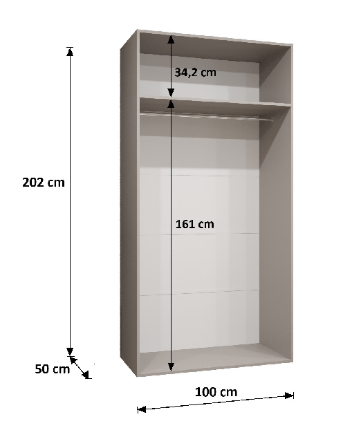 Šatní skříň Alaris 2 100 (bílá + kašmír) (se zrcadlem)