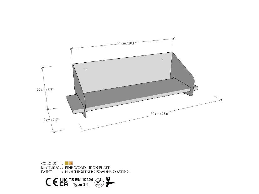Nástěnná police Longoan 1 (černá)