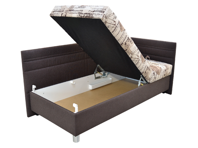 Jednolůžková postel 90 cm Blanář Polly (bílá + šedá) (s roštem a matrací) (P)