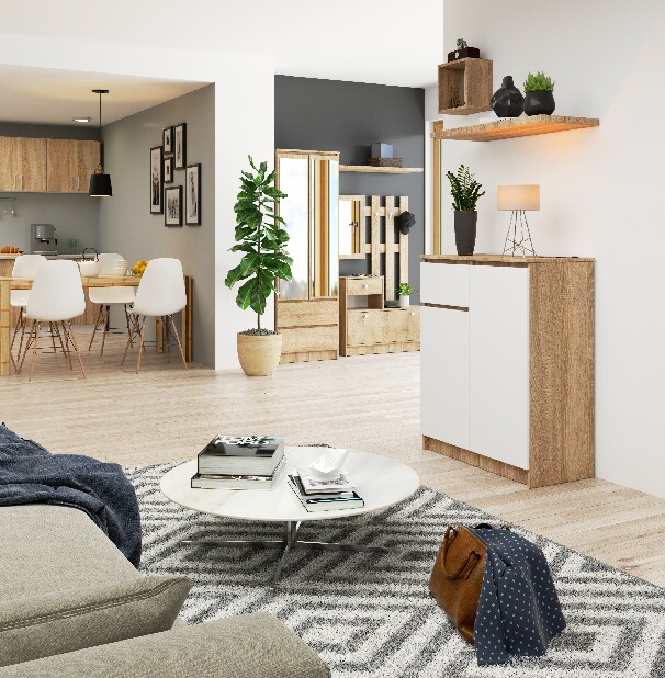 Komoda Kilos (dub sonoma + bílá)