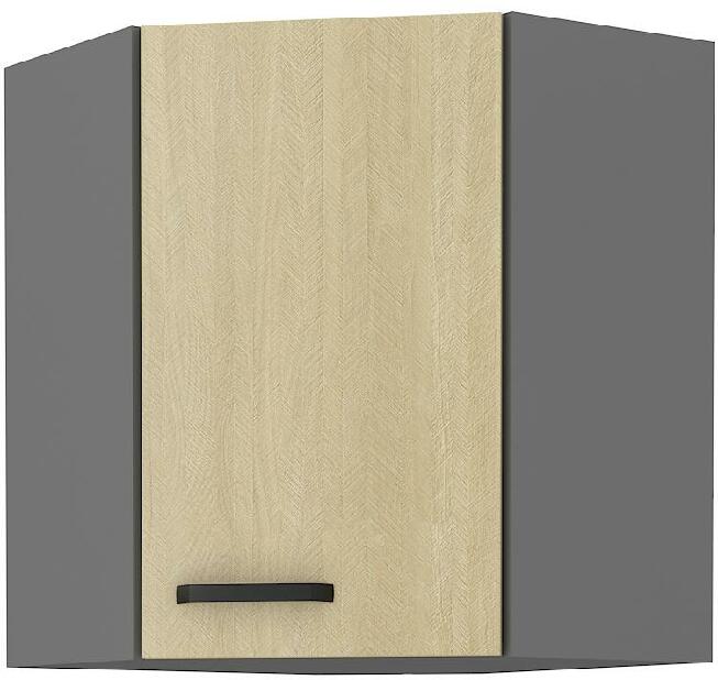 Horní rohová kuchyňská skříňka Scarmi 60 60 GN 72 1F 45 (korpus: antracit + fronta: herringbone scandi)