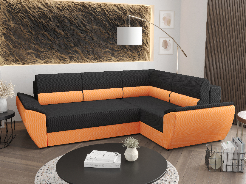 Rohová sedací souprava Radiant Plus (černá + šedá) (P)