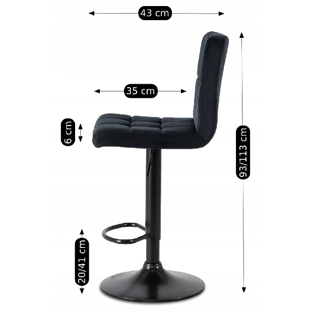 Barová židle Normativa (černá látka)