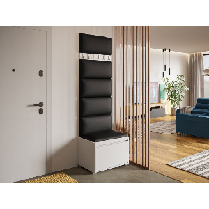 Nábytek do předsíně Kendora 60 (s 6 ks. čalouněných nástěnných panelů Pazara 60x30) (ekokůže soft 011 (černá)