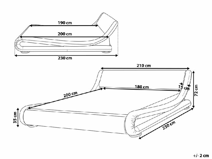 Manželská postel 180 cm AVENUE (s roštem) (černá)