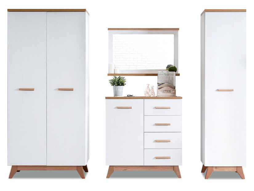 Nábytek do studentského pokoje Bajas 01 (bílý + dub)