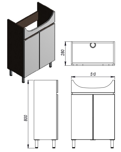 Koupelnová skříňka s umyvadlem Juventa Monika M1-55 W
