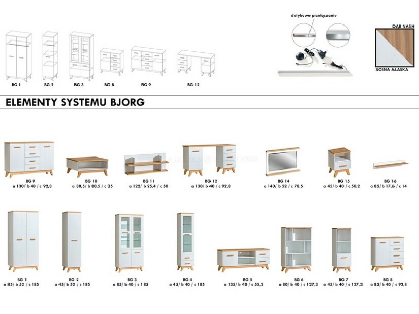 Noční stolek Balones BG15 (bílá + dub)