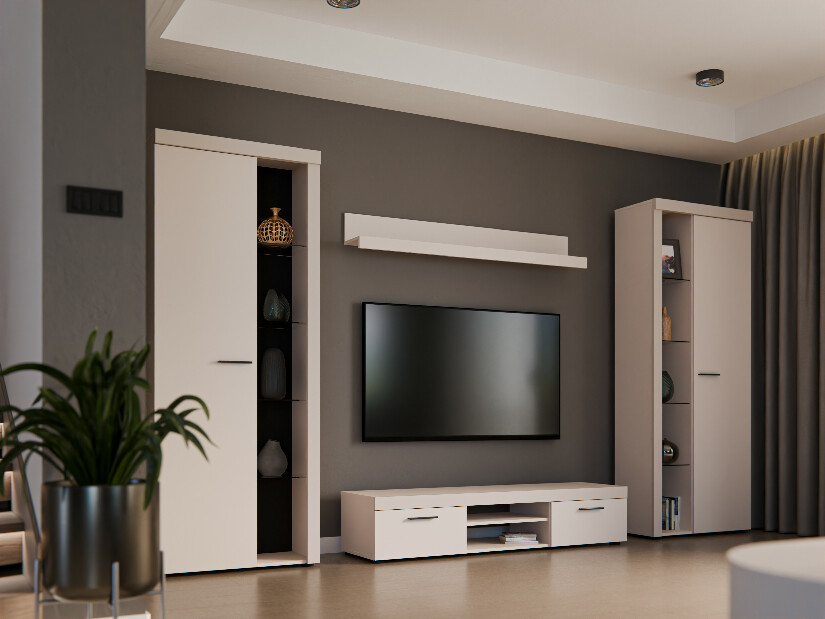 Obývací stěna Rudby XL (béžová) (bez osvětlení)