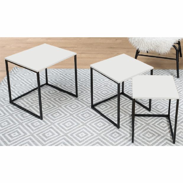 Set 3 ks konferenčních stolků Kastty typ 3 (bílá + černá)