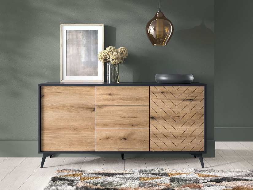Komoda Nina NKSZ154 (černá + dub evoke)