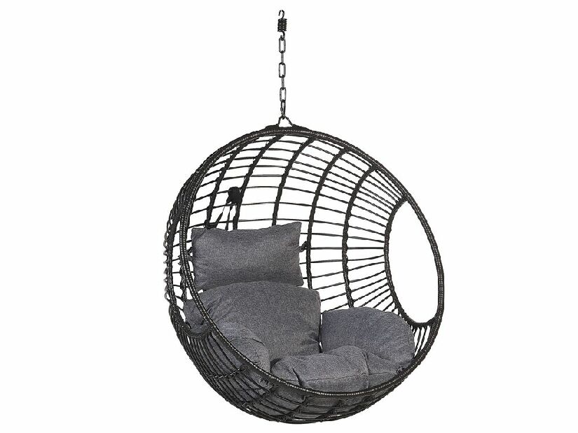 Závěsné křeslo se stojanem APIO (polyratan) (černá)