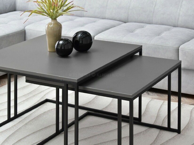 Set 2 konferenčních stolků Destapamos (grafitová + černá)