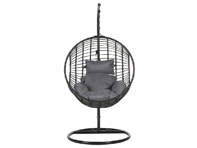 Závěsné křeslo se stojanem APIO (polyratan) (černá)