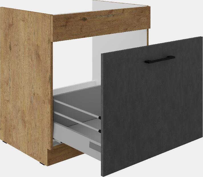 Dolní kuchyňská skříňka pod dřez Virion 80 ZL 1S BB (dub lancelot + matera)