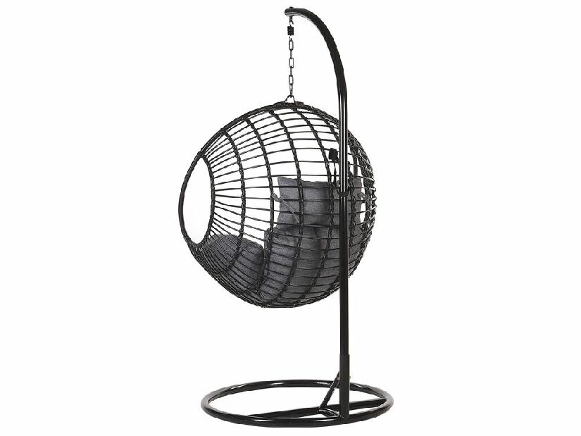 Závěsné křeslo se stojanem APIO (polyratan) (černá)