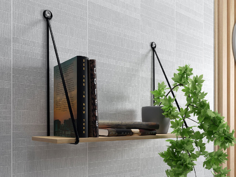 Nástěnná police Freya (černá + paulovnia)