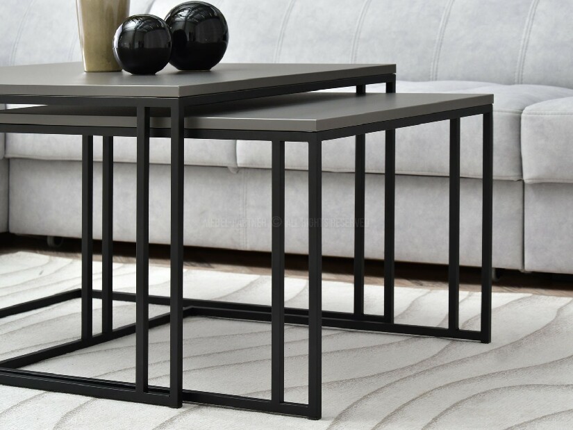 Set 2 konferenčních stolků Destapamos (grafitová + černá)