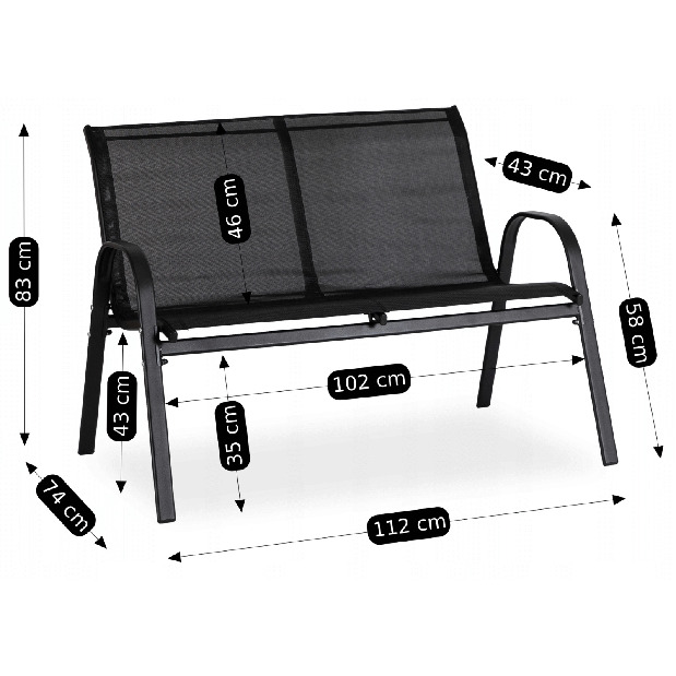 Zahradní set Magro (černá) (pro 4 osoby)