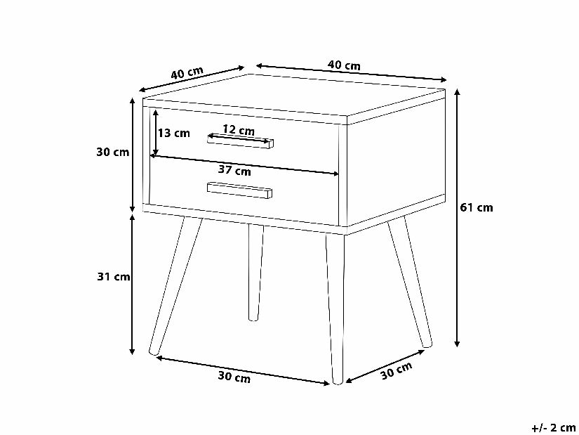 Noční stolek Alberta (bílá) menší (2 zásuvky) *výprodej
