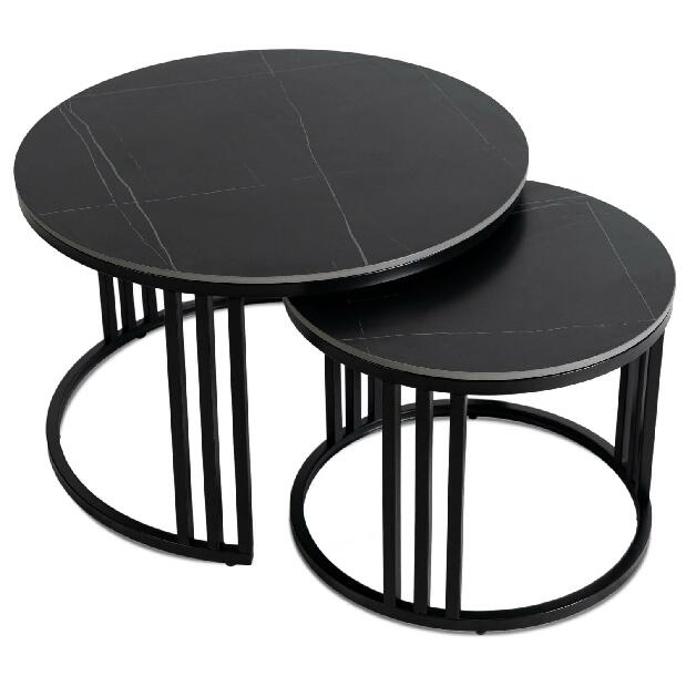 Set 2 konferenčních stolků Jugada (mramor černý + černá)
