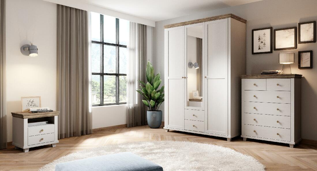 Šatní skříň Elvina S DJU19 (dub lefkas tmavý + popelavá) (se zrcadlem)