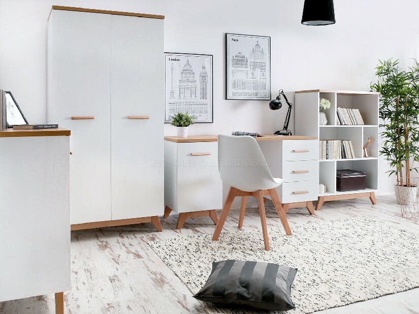Nábytek do studentského pokoje Bajas 05 (bílý + dub)