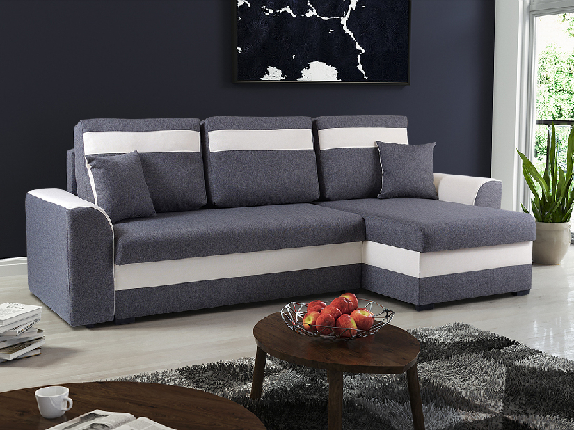 Rohová sedačka Maxtom (šedá + bílá) (P)
