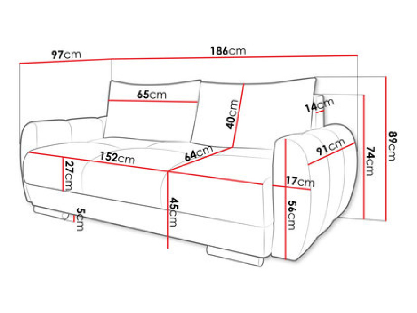 Pohovka Bordia 2 (antracit) *bazar