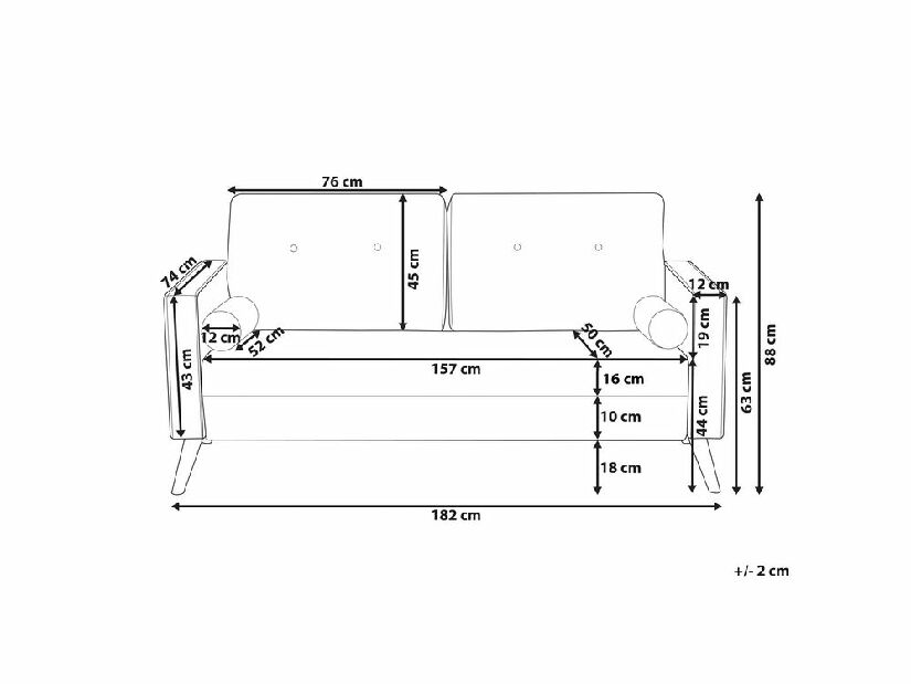 Pohovka dvojsed Kolding (tmavě šedá)