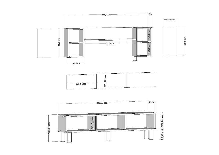 Obývací stěna Dentialo (dub + bílá)