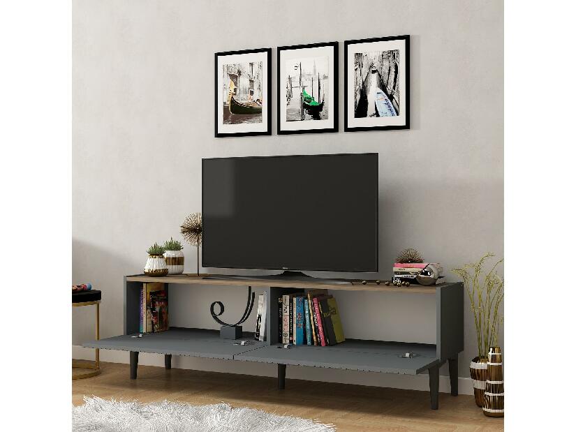 TV stolek/skříňka Tomune 4 (antracit + ořech)