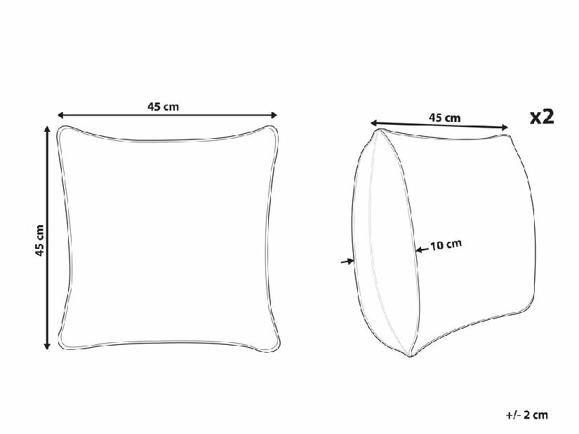 Sada 2 ozdobných polštářů 45 x 45 cm Pial (vícebarevná)
