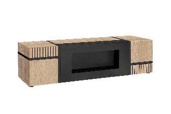 TV stolík/skříňka Carlyn HJZ CS RTV-K (dub jackson hickory + černá) (s bio krbem)