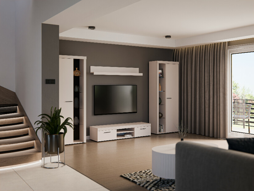 Obývací stěna Rudby XL (béžová) (bez osvětlení)