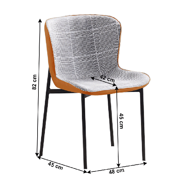 Jídelní židle Polarit (sivobílé káro + camel)