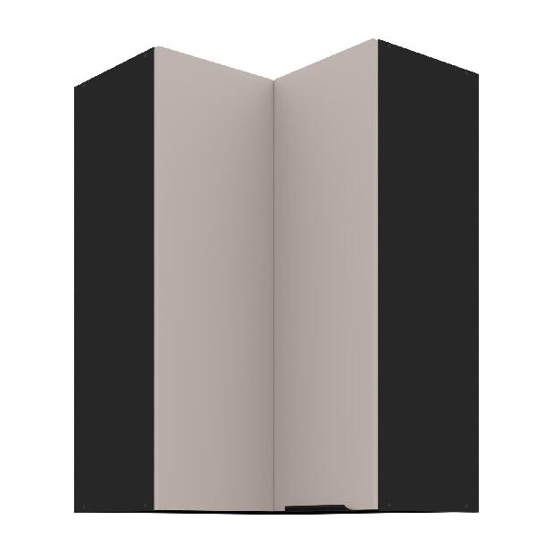 Horní rohová kuchyňská skříňka Aaron 60x60 GN-90 2F (90°) (černá matná + kašmír)