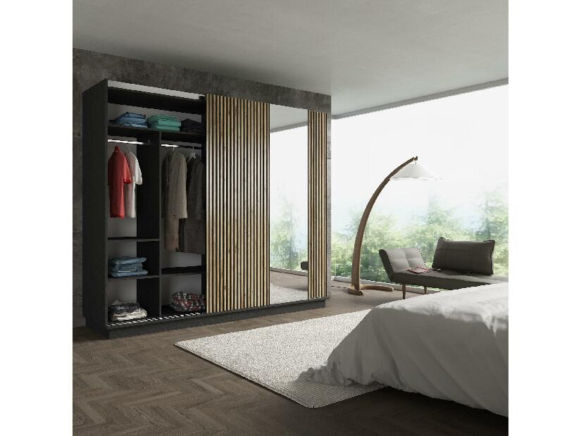 Šatní skříň Franc 80 (černé dřevo + borovice atlantická)