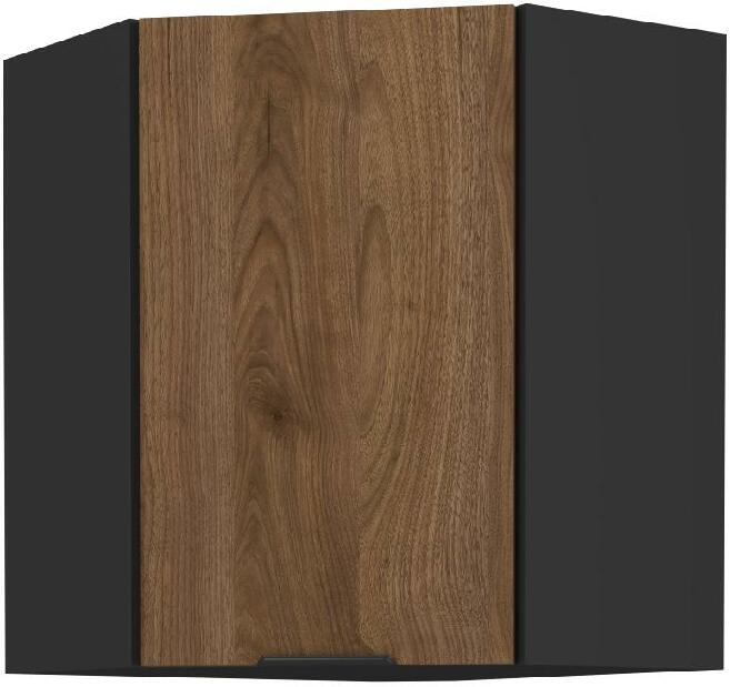 Horní rohová kuchyňská skříňka Manana 60x60 GN 72 1F 45 (korpus: černá matná + fronta: ořech okapi)