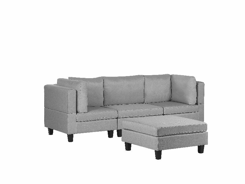 Modulární pohovka FELLE (polyester) (světle šedá) (pro 3 lidi) (s taburetem)